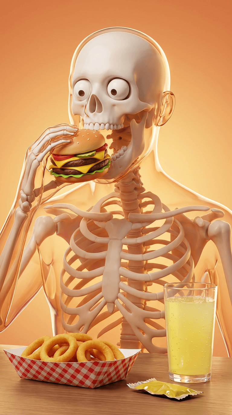 Skeleton Eats Lunch